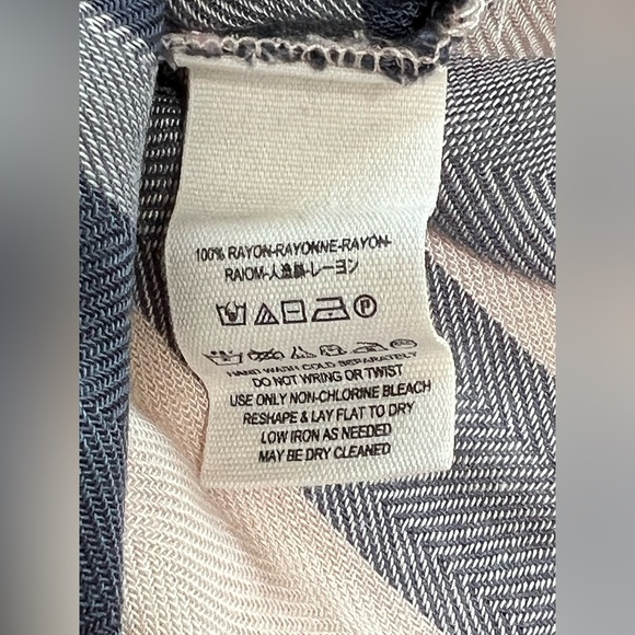 Free People M Pink Navy Plaid Tunic Oversized Button Up Breast Pocket Flowy - Picture 5 of 10